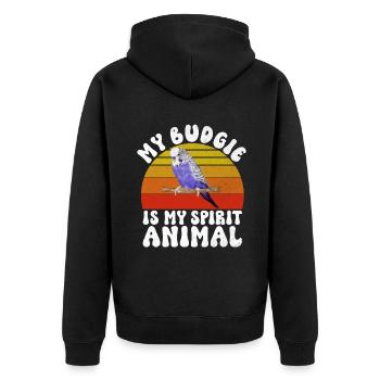 Budgie Gift - Unisex Premium Bio Zip Hoodie - Schwarz - Hinten - Nico (187cm)
