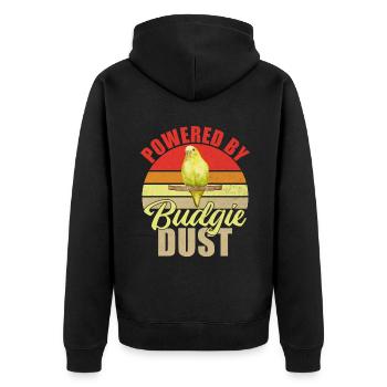 Budgie Gift - Unisex Premium Organic Zip Hoodie - black - Back - Nico (187cm)