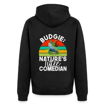 Budgie Gift - Unisex Premium Organic Zip Hoodie - black - Back - Nico (187cm)