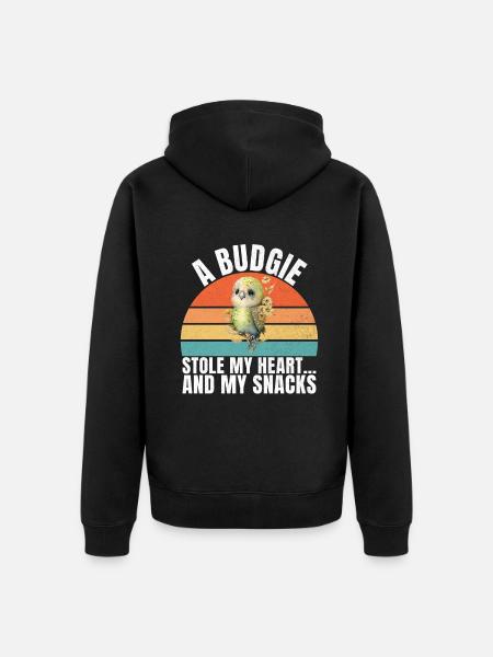 Budgie Gift - Unisex Premium Organic Zip Hoodie - black