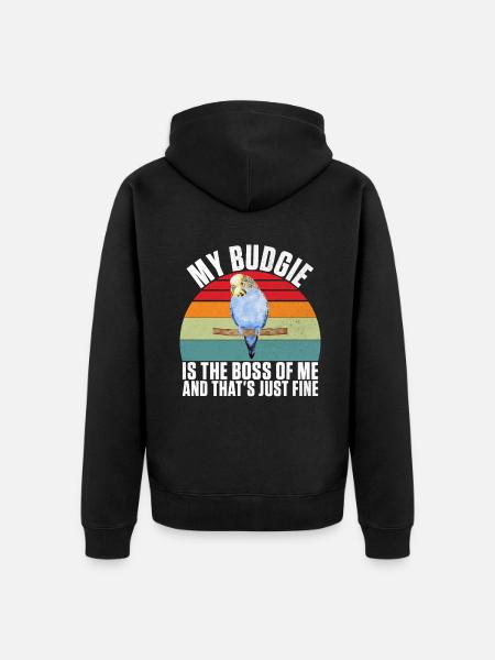 Budgie Gift - Unisex Premium Organic Zip Hoodie - black