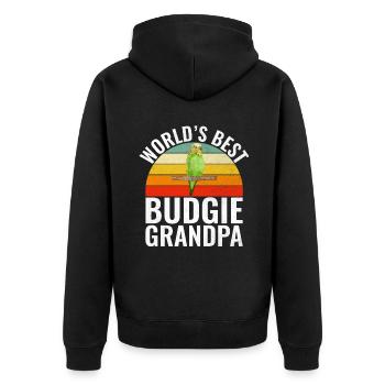 Budgie Gift - Unisex Premium Organic Zip Hoodie - black - Back - Nico (187cm)