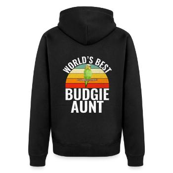 Budgie Gift - Unisex Premium Bio Zip Hoodie - Schwarz - Hinten - Nico (187cm)