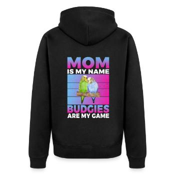 Budgie Gift - Unisex Premium Organic Zip Hoodie - black - Back - Nico (187cm)