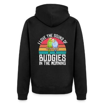 Budgie Gift - Unisex Premium Organic Zip Hoodie - black - Back - Nico (187cm)