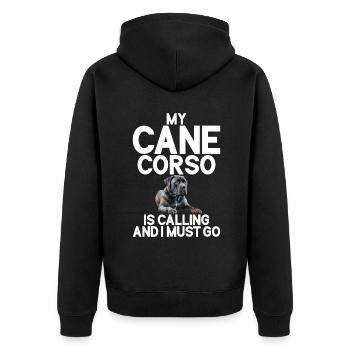 Cane Corso Gifts - Unisex Premium Organic Zip Hoodie - black - Back - Nico (187cm)