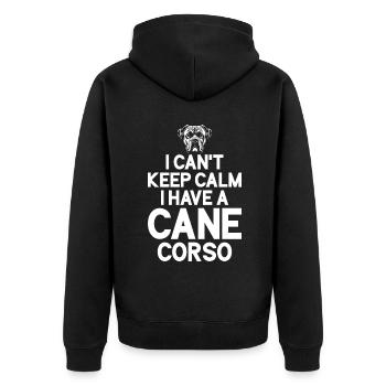 Cane Corso Gifts - Unisex Premium Organic Zip Hoodie - black - Back - Nico (187cm)