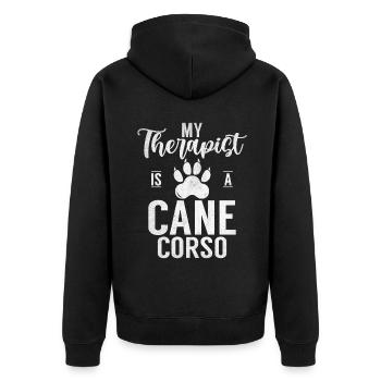 Cane Corso Gifts - Unisex Premium Organic Zip Hoodie - black - Back - Nico (187cm)