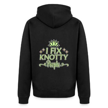 I Fix Knotty People - Unisex Premium Bio Zip Hoodie - Schwarz - Hinten - Nico (187cm)
