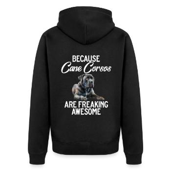 Cane Corso Gifts - Unisex Premium Bio Zip Hoodie - Schwarz - Hinten - Nico (187cm)