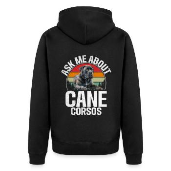 Cane Corso Gifts - Unisex Premium Organic Zip Hoodie - black - Back - Nico (187cm)
