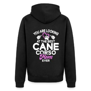 Cane Corso Gifts - Unisex Premium Organic Zip Hoodie - black - Back - Nico (187cm)