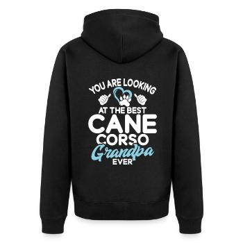 Cane Corso Gifts - Unisex Premium Bio Zip Hoodie - Schwarz - Hinten - Nico (187cm)