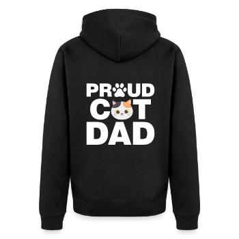 Cat Dad Gifts - Unisex Premium Bio Zip Hoodie - Schwarz - Hinten - Nico (187cm)