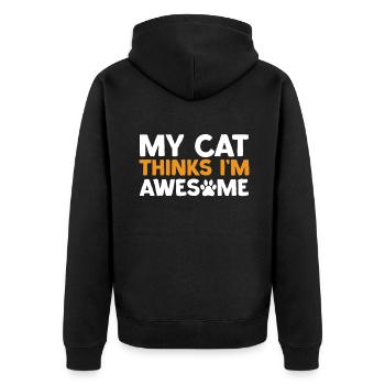 Cat Dad Gifts - Unisex Premium Bio Zip Hoodie - Schwarz - Hinten - Nico (187cm)