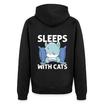 Cat Dad Gifts - Unisex Premium Bio Zip Hoodie - Schwarz - Hinten - Nico (187cm)