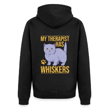 Cat Dad Gifts - Unisex Premium Bio Zip Hoodie - Schwarz - Hinten - Nico (187cm)