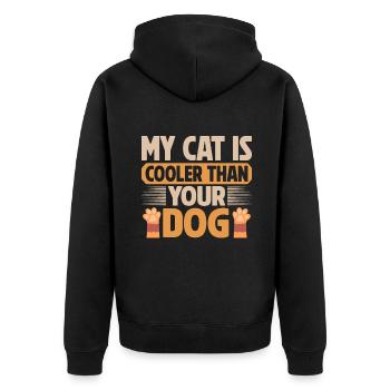 Cat Dad Gifts - Unisex Premium Bio Zip Hoodie - Schwarz - Hinten - Nico (187cm)
