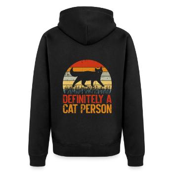 Cat Dad Gifts - Unisex Premium Bio Zip Hoodie - Schwarz - Hinten - Nico (187cm)
