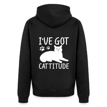 Cat Dad Gifts - Unisex Premium Bio Zip Hoodie - Schwarz - Hinten - Nico (187cm)