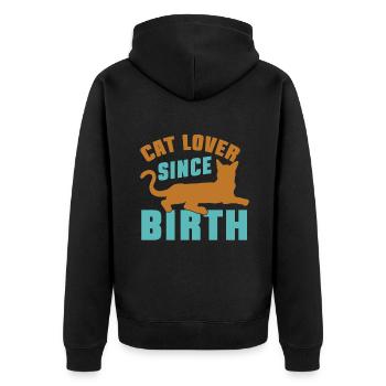 Cat Dad Gifts - Unisex Premium Bio Zip Hoodie - Schwarz - Hinten - Nico (187cm)