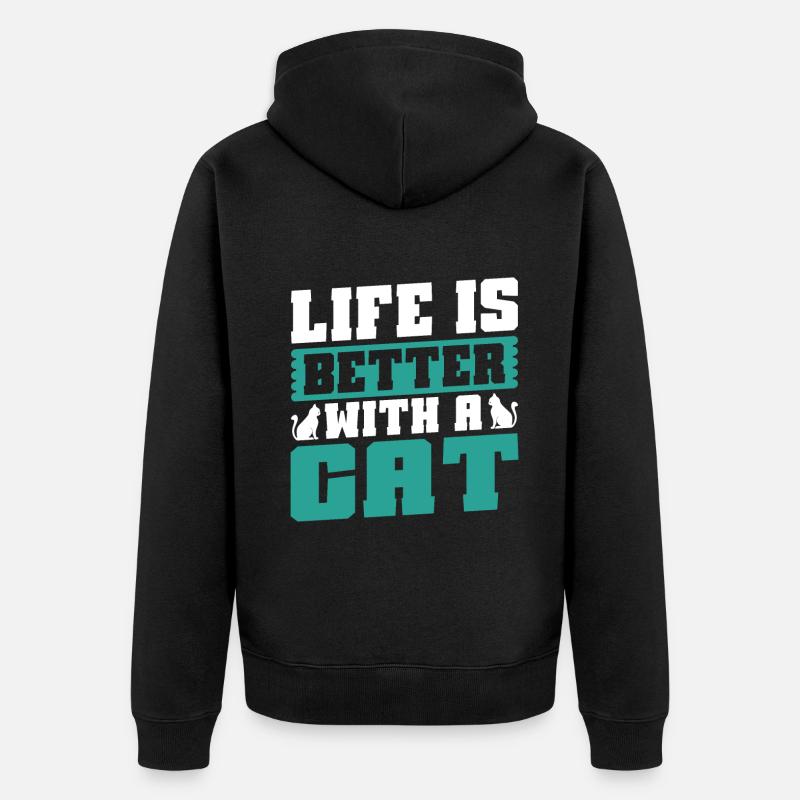 Cadeaux Chat Papa - Veste à capuche bio Premium Unisexe - noir