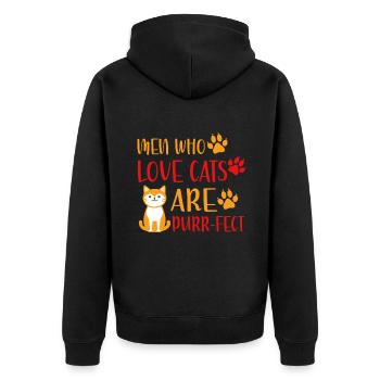 Cat Dad Gifts - Unisex Premium Bio Zip Hoodie - Schwarz - Hinten - Nico (187cm)