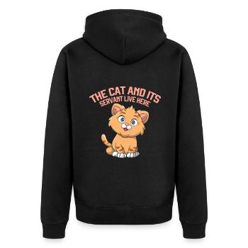 Cat Dad Gifts - Unisex Premium Bio Zip Hoodie - Schwarz - Hinten - Nico (187cm)