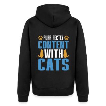 Cat Dad Gifts - Unisex Premium Bio Zip Hoodie - Schwarz - Hinten - Nico (187cm)