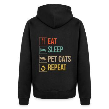 Cat Dad Gifts - Unisex Premium Bio Zip Hoodie - Schwarz - Hinten - Nico (187cm)