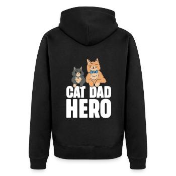 Cat Dad Gifts - Unisex Premium Bio Zip Hoodie - Schwarz - Hinten - Nico (187cm)