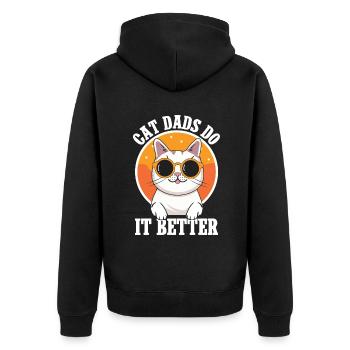 Cat Dad Gifts - Unisex Premium Bio Zip Hoodie - Schwarz - Hinten - Nico (187cm)
