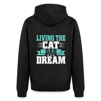 Cat Dad Gifts - Unisex Premium Bio Zip Hoodie - Schwarz - Hinten - Nico (187cm)