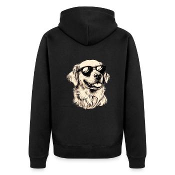 Lustiger Golden Retriever - Unisex Premium Bio Zip Hoodie - Schwarz - Hinten - Nico (187cm)