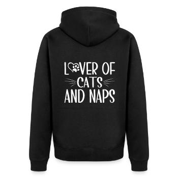 Cat Dad Gifts - Unisex Premium Bio Zip Hoodie - Schwarz - Hinten - Nico (187cm)