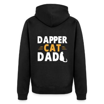 Cat Dad Gifts - Unisex Premium Bio Zip Hoodie - Schwarz - Hinten - Nico (187cm)