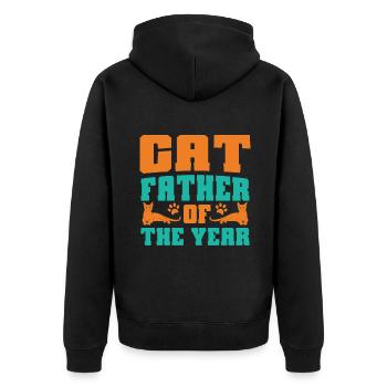 Cat Dad Gifts - Unisex Premium Bio Zip Hoodie - Schwarz - Hinten - Nico (187cm)