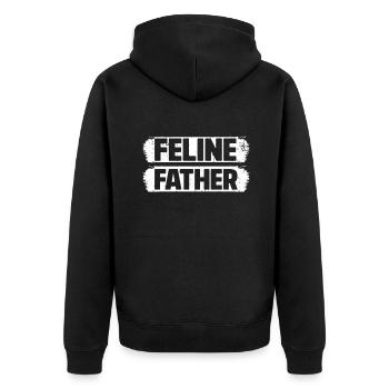 Cat Dad Gifts - Unisex Premium Bio Zip Hoodie - Schwarz - Hinten - Nico (187cm)