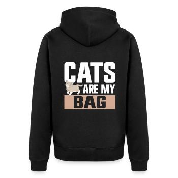 Cat Dad Gifts - Unisex Premium Bio Zip Hoodie - Schwarz - Hinten - Nico (187cm)