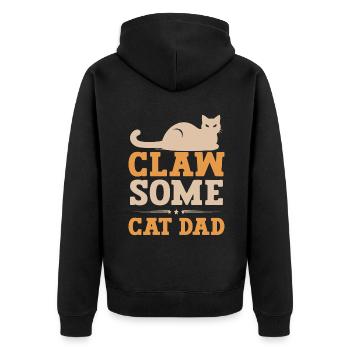 Cat Dad Gifts - Unisex Premium Bio Zip Hoodie - Schwarz - Hinten - Nico (187cm)