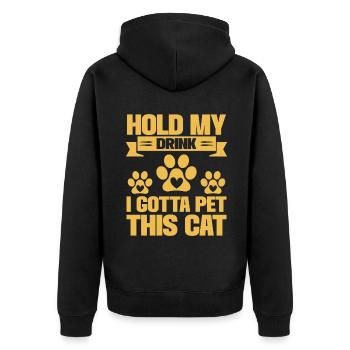 Cat Dad Gifts - Unisex Premium Bio Zip Hoodie - Schwarz - Hinten - Nico (187cm)