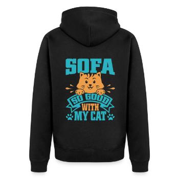 Cat Dad Gifts - Unisex Premium Bio Zip Hoodie - Schwarz - Hinten - Nico (187cm)