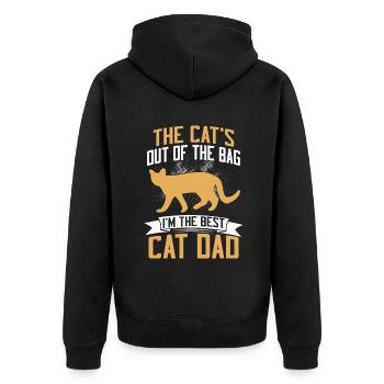 Cat Dad Gifts - Unisex Premium Bio Zip Hoodie - Schwarz - Hinten - Nico (187cm)