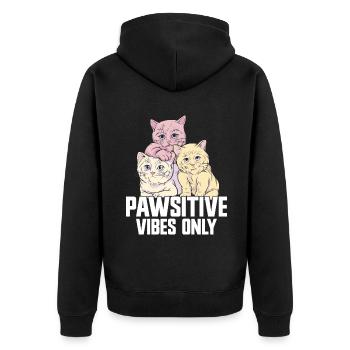 Cat Dad Gifts - Unisex Premium Bio Zip Hoodie - Schwarz - Hinten - Nico (187cm)