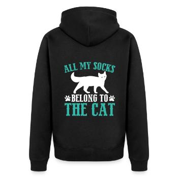 Cat Dad Gifts - Unisex Premium Bio Zip Hoodie - Schwarz - Hinten - Nico (187cm)