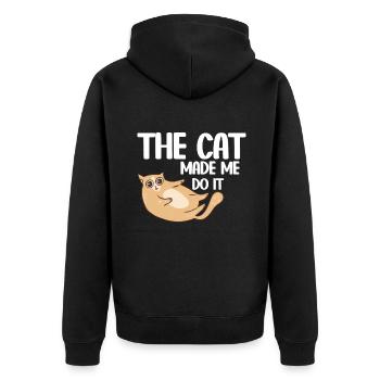 Cat Dad Gifts - Unisex Premium Bio Zip Hoodie - Schwarz - Hinten - Nico (187cm)