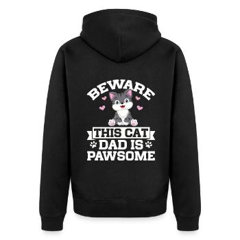 Cat Dad Gifts - Unisex Premium Bio Zip Hoodie - Schwarz - Hinten - Nico (187cm)