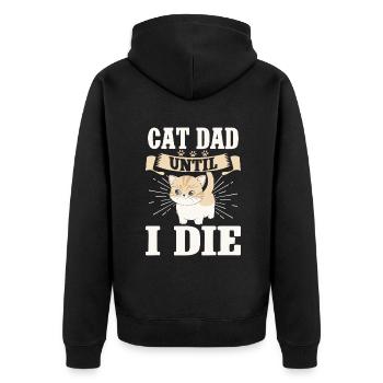 Cat Dad Gifts - Unisex Premium Bio Zip Hoodie - Schwarz - Hinten - Nico (187cm)