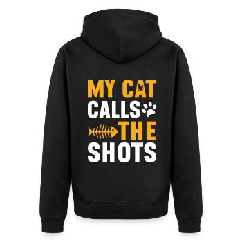 Cat Dad Gifts - Unisex Premium Bio Zip Hoodie - Schwarz - Hinten - Nico (187cm)
