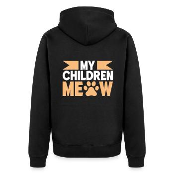 Cat Dad Gifts - Unisex Premium Bio Zip Hoodie - Schwarz - Hinten - Nico (187cm)